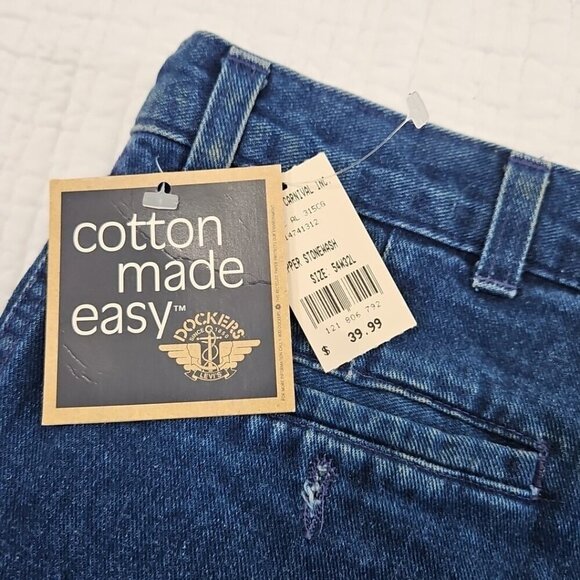 Vintage Dockers Jeans Men's 54x32 Pleated Denim High Rise 80s USA Made NWT NEW - Picture 3 of 16